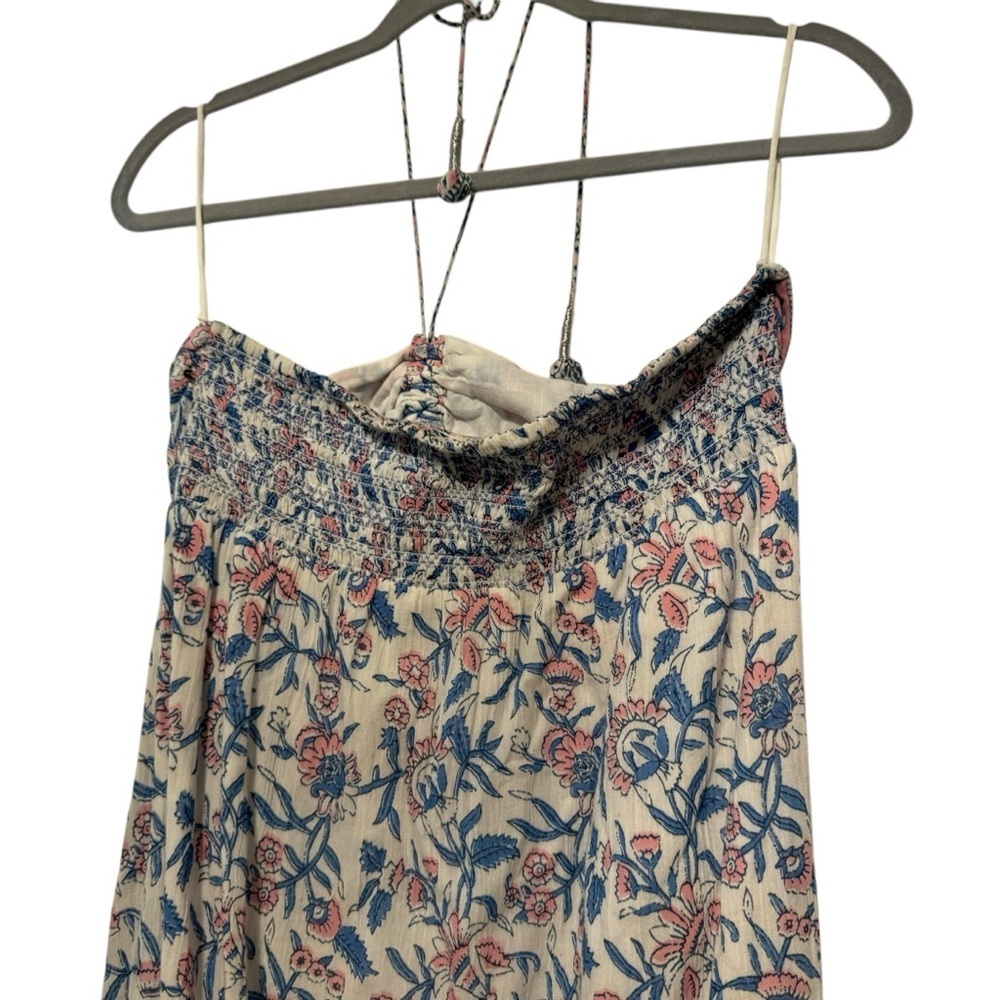 Saylor topanga halter cotton maxi dress with pockets L white lotus print - Picture 7 of 11
